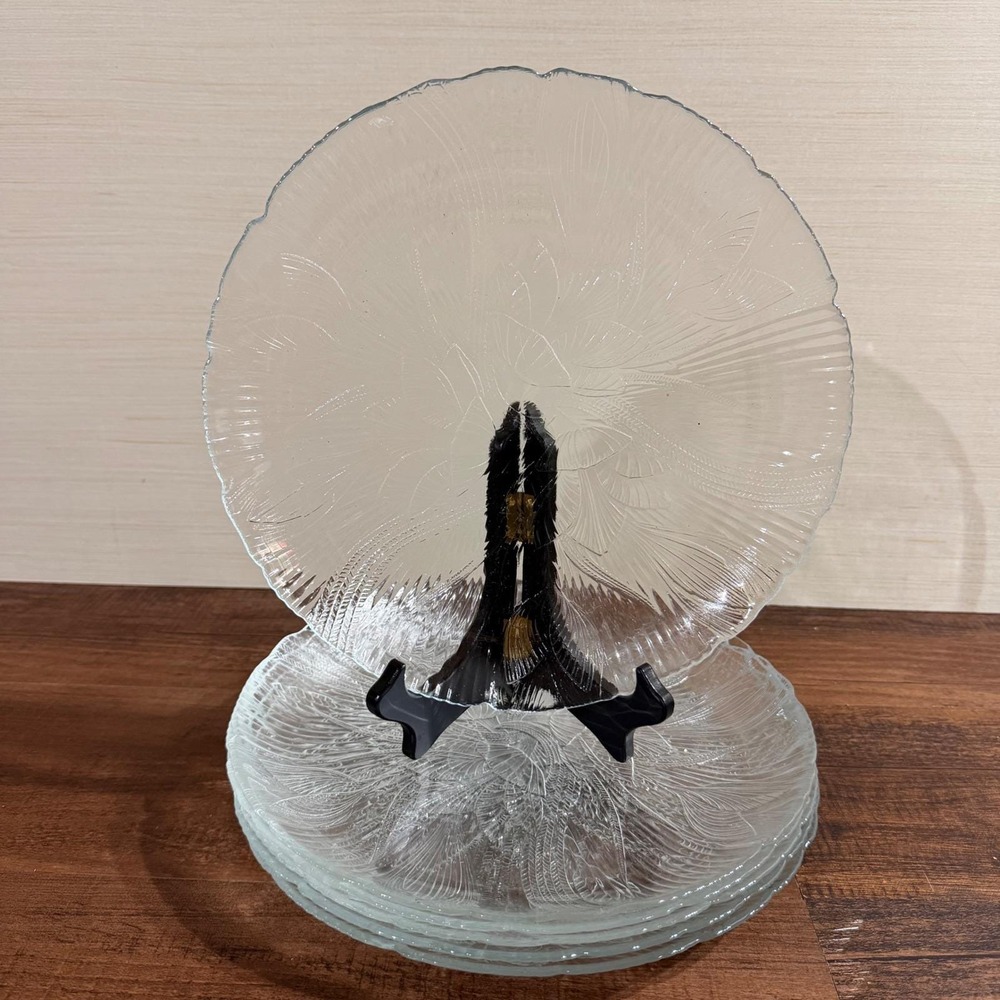 VTG Arcoroc USA Canterbury Crocus Salad Plate 7.5" Set of 4 Clear Glass Plate